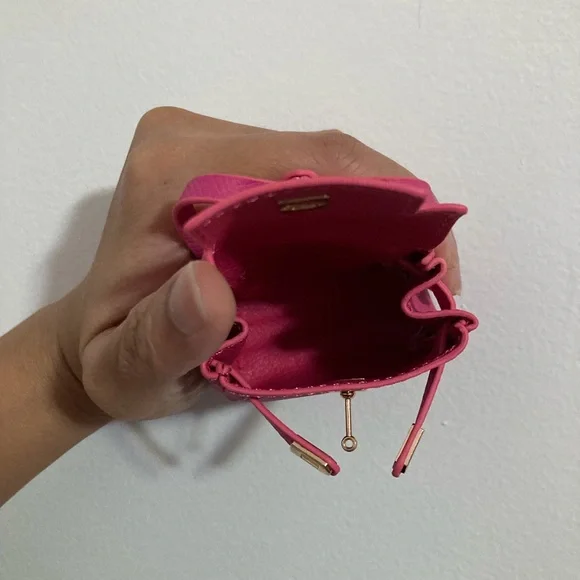 Mini Hot Pink with Gold Hardware Turnlock Backpack Bag Charm Keychain Two Strap - Picture 3 of 6